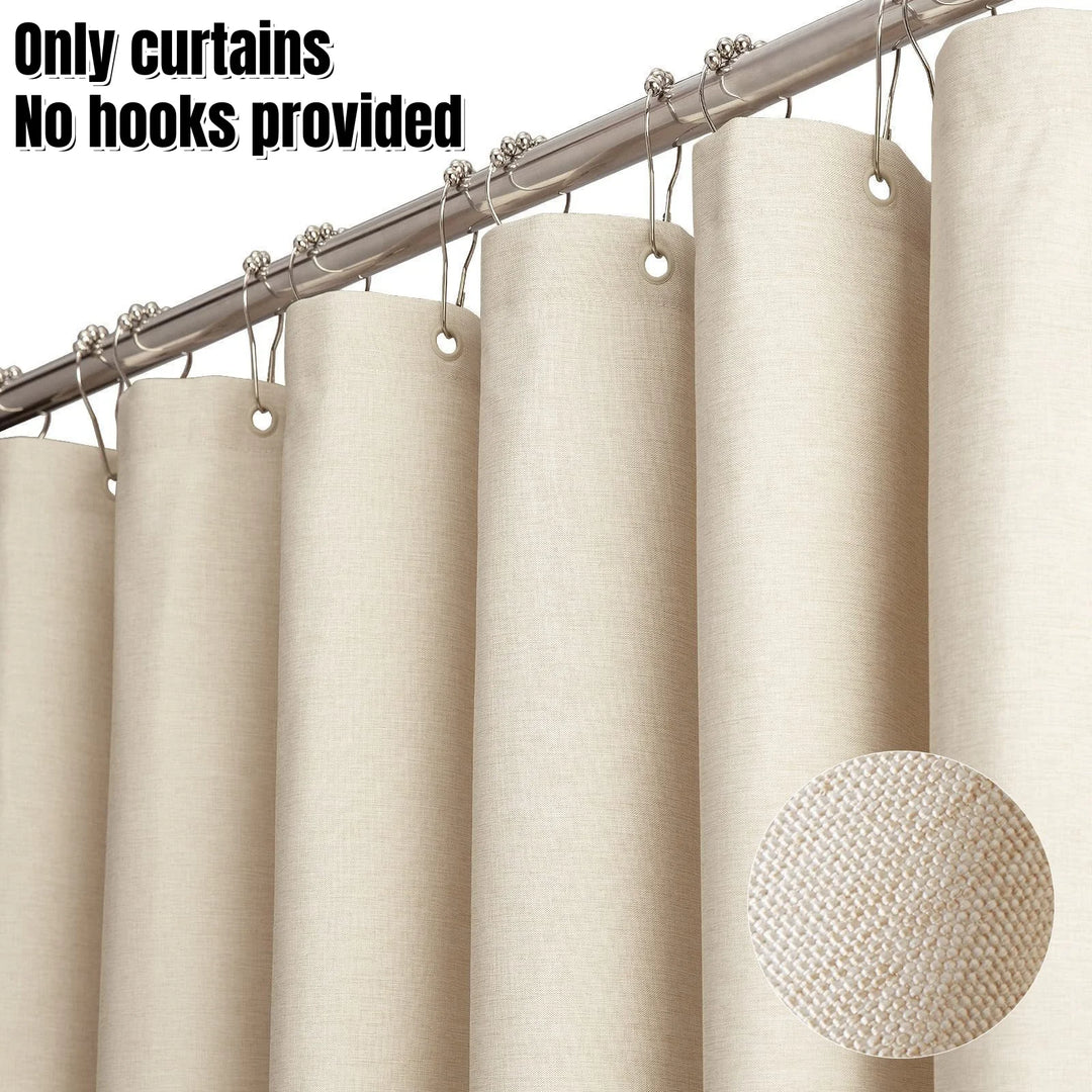 Linen-Look Waterproof Shower Curtain