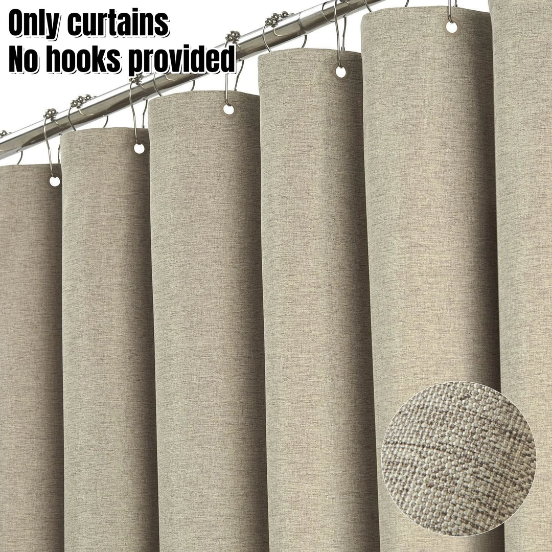 Linen-Look Waterproof Shower Curtain