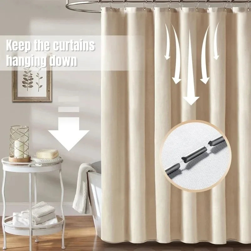 Linen-Look Waterproof Shower Curtain