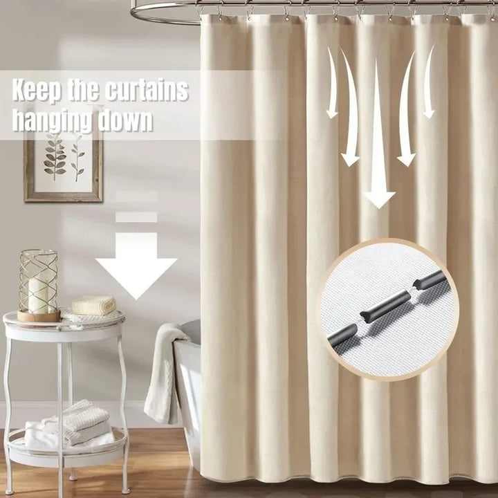 Linen-Look Waterproof Shower Curtain