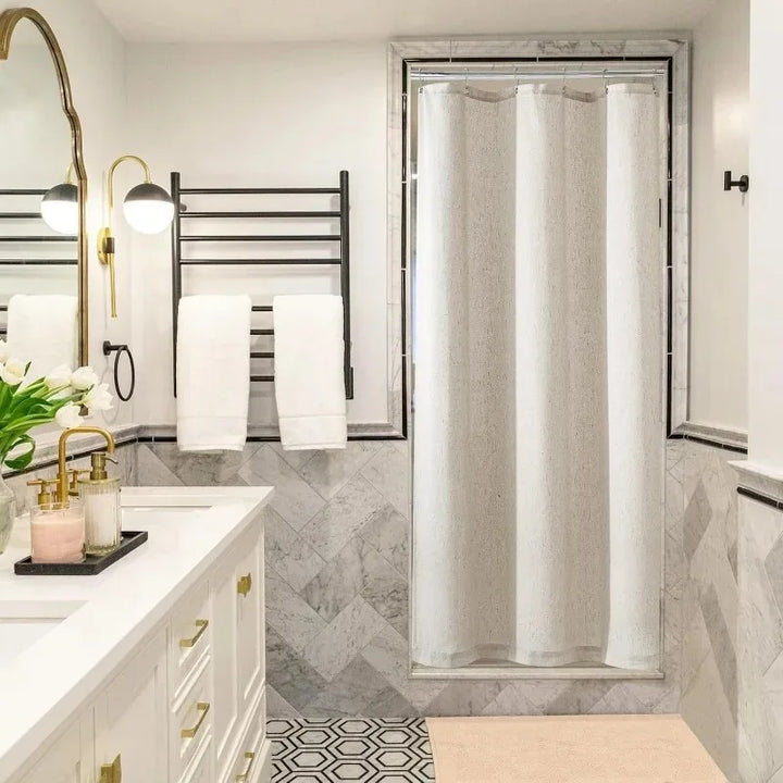 Linen-Look Waterproof Shower Curtain