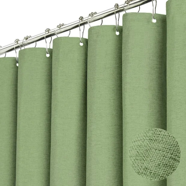 Linen-Look Waterproof Shower Curtain