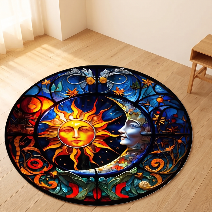 Celestial Round Rug – Sun and Moon