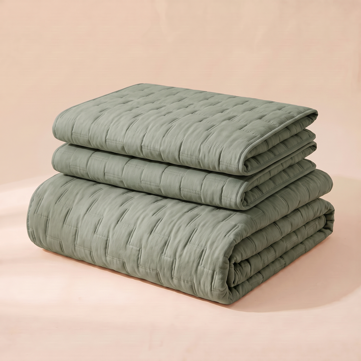 Channel Quilted Bedspread Set in Sage