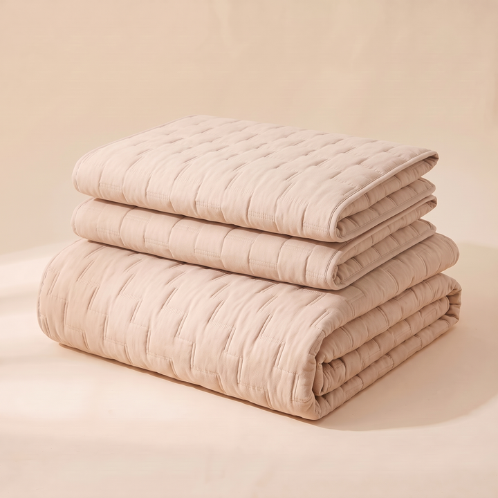 Channel Quilted Bedspread Set in Sand