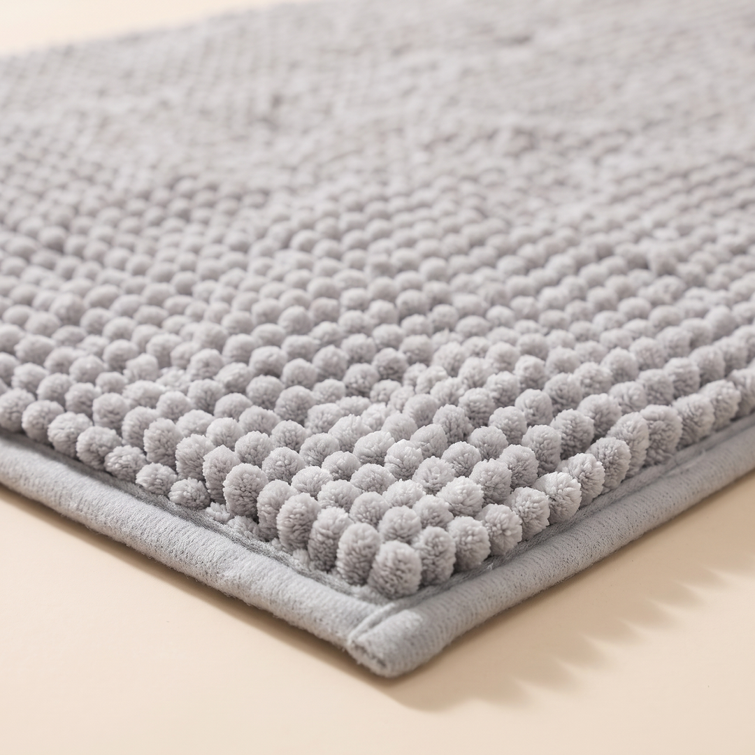 Chenille Bath Mat – Non-Slip in Gray