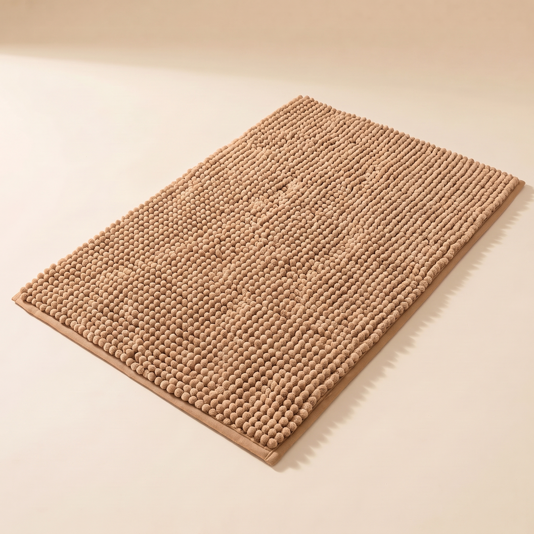 Chenille Bath Mat – Non-Slip in Brown