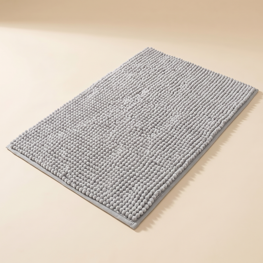 Chenille Bath Mat – Non-Slip in Gray