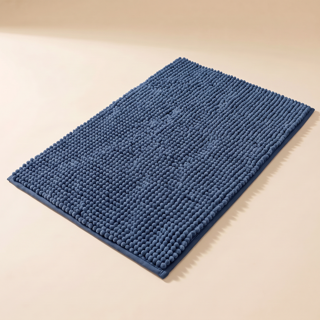 Chenille Bath Mat – Non-Slip in Navy Blue