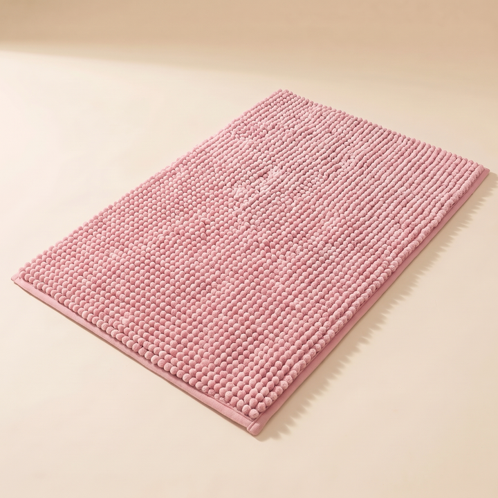 Chenille Bath Mat – Non-Slip in Pink