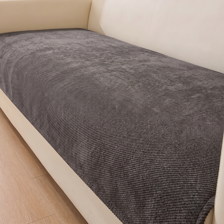Chenille Couch Cover – Non-Slip in Dark Gray