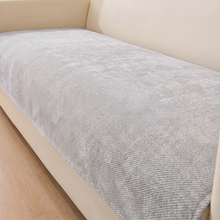 Chenille Couch Cover – Non-Slip in Light Gray