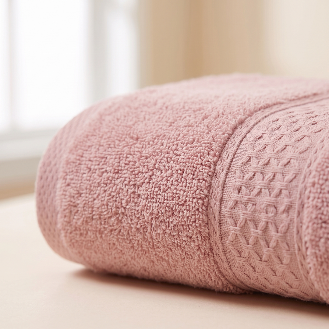 Cotton Bath Towel Set – 3 Piece in Pink