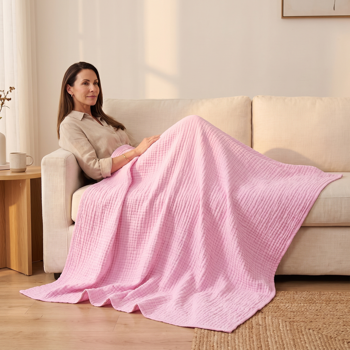 Cotton Muslin Blanket – 6 Layer in Pink