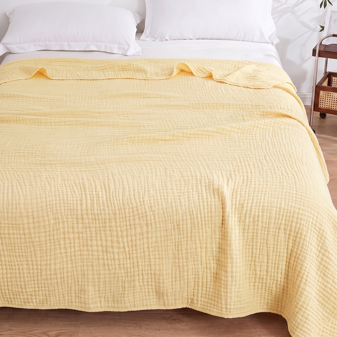 Cotton Muslin Blanket – 6 Layer in Light Yellow