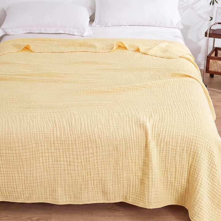 Cotton Muslin Blanket – 6 Layer in Light Yellow