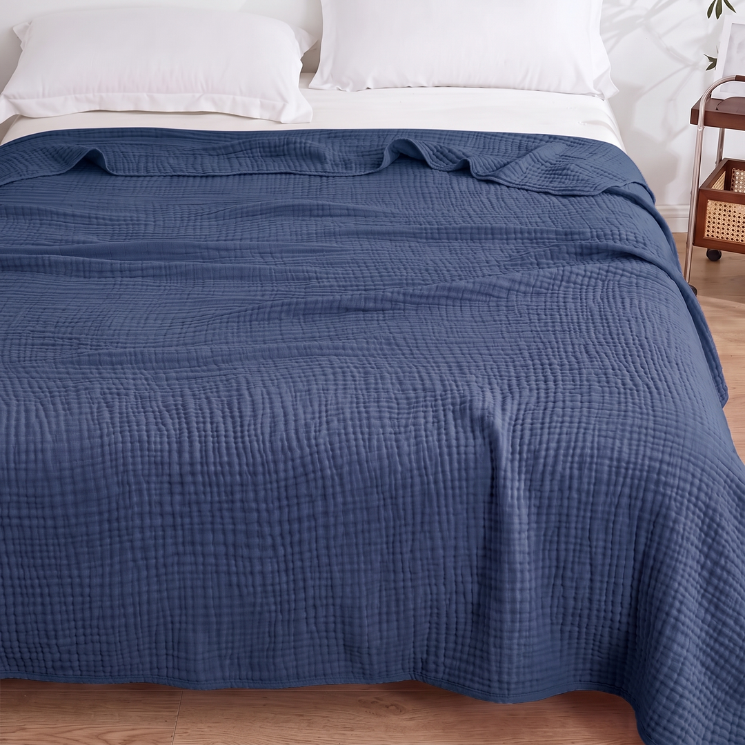 Cotton Muslin Blanket – 6 Layer in Navy Blue