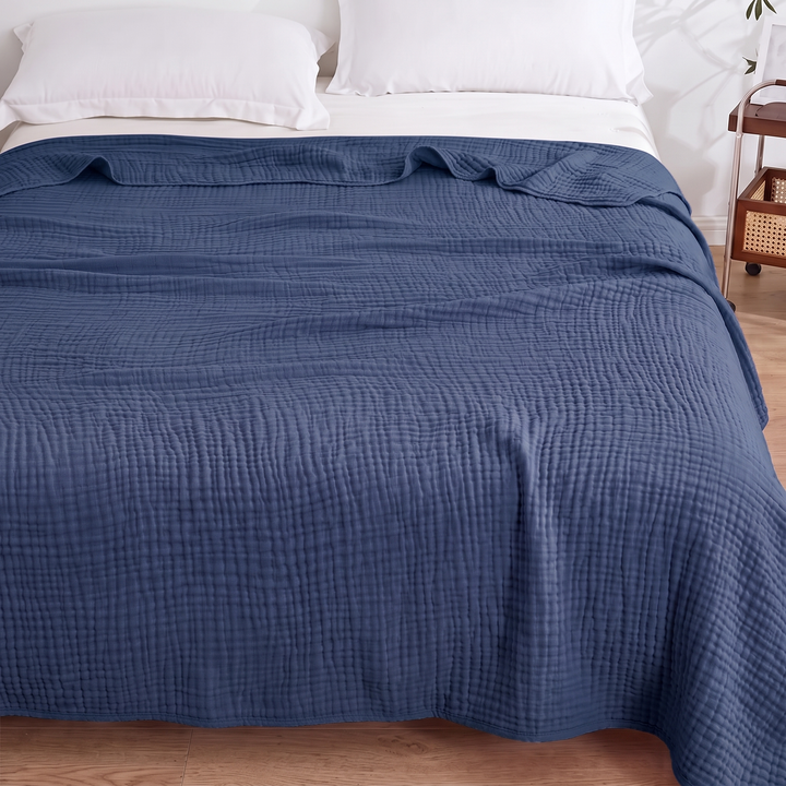 Cotton Muslin Blanket – 6 Layer in Navy Blue