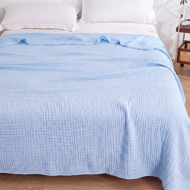 Cotton Muslin Blanket – 6 Layer in Sky Blue