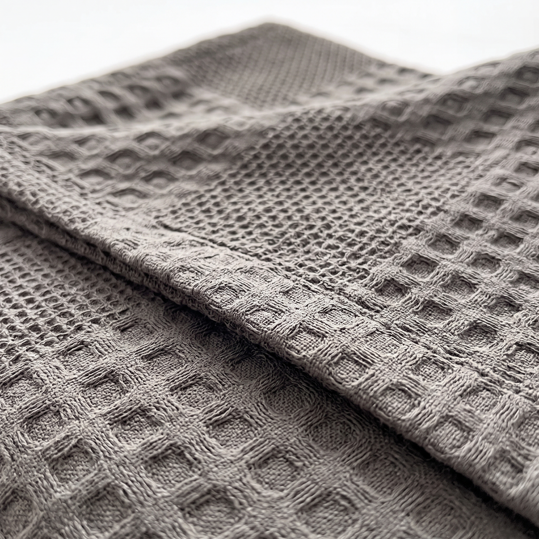 Cotton Waffle Blanket in Dark Gray