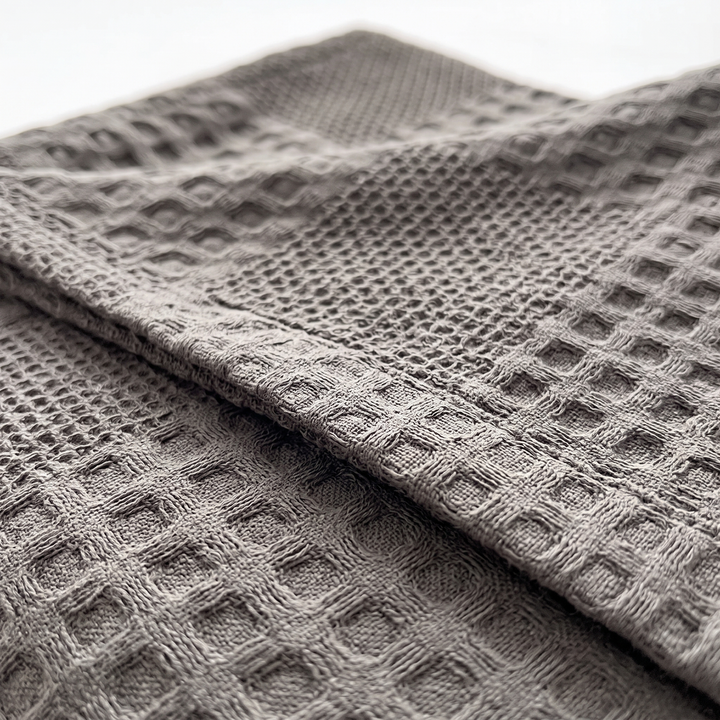 Cotton Waffle Blanket in Dark Gray