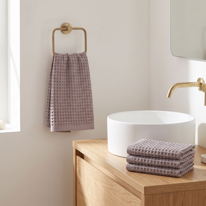 Cotton Waffle Hand Towels – Set of 6 in Taupe