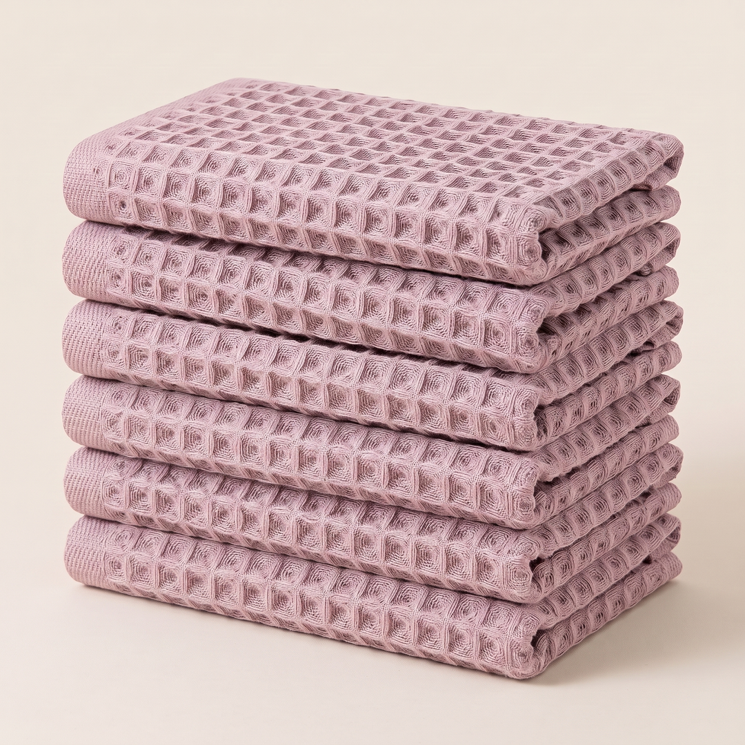 Cotton Waffle Hand Towels – Set of 6 in Dusty Pink