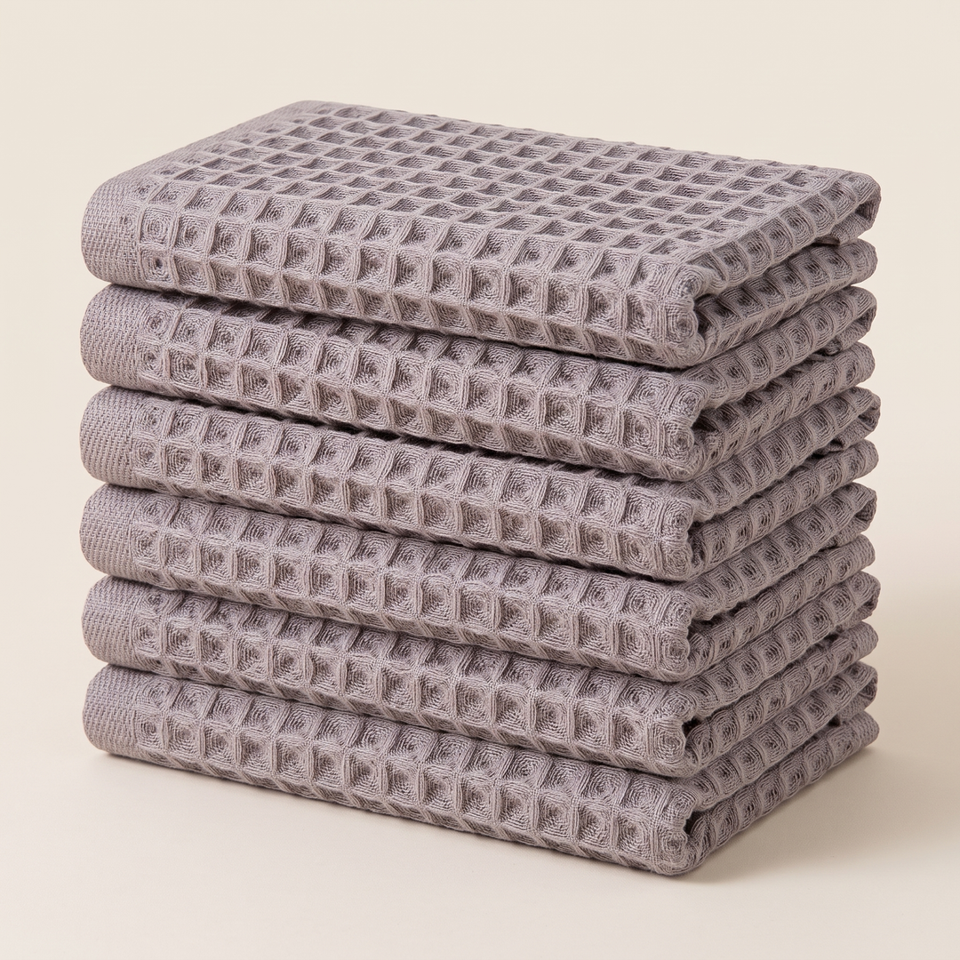 Cotton Waffle Hand Towels – Set of 6 in Taupe
