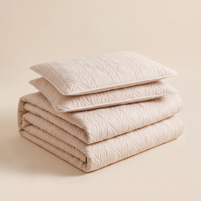 Diamond Quilted Bedspread Set with 2 Pillow Shams