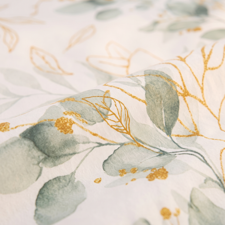 Eucalyptus Leaf Duvet Cover Set in Sage Eucalyptus – close-up of the fabric&