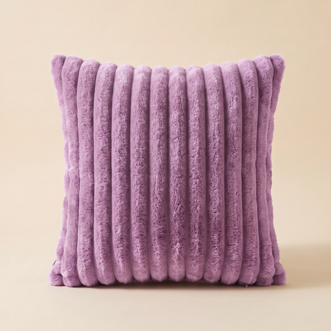 Faux Fur Pillow Cover – Ribbed Plush in Lavender