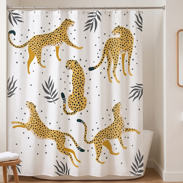 Boho Leopard Print Shower Curtain