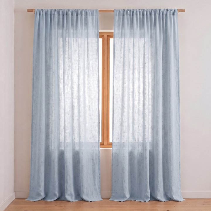 Linen Curtain Panel – Light Filtering, Rod Pocket in Light Blue