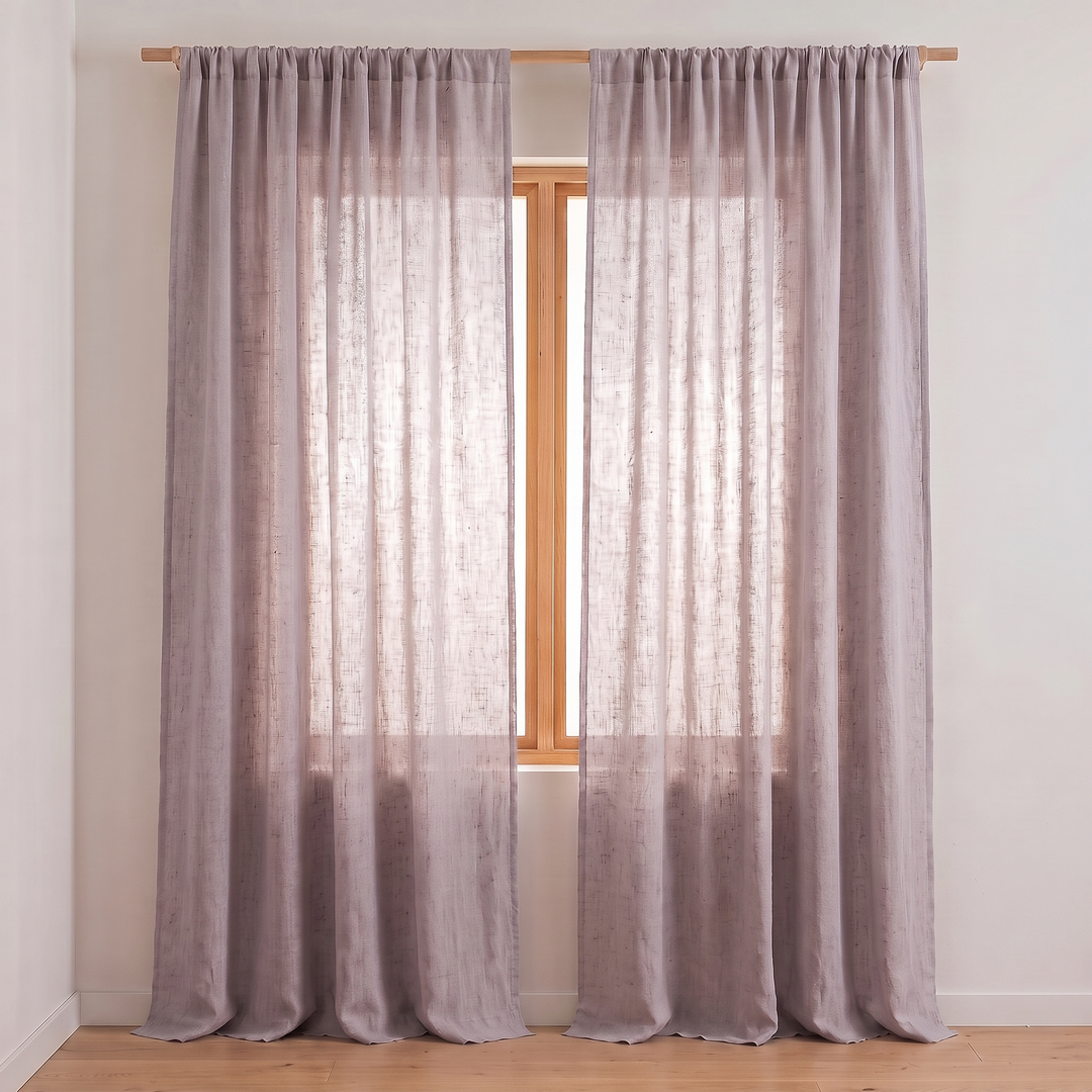 Linen Curtain Panel – Light Filtering, Rod Pocket in Mauve