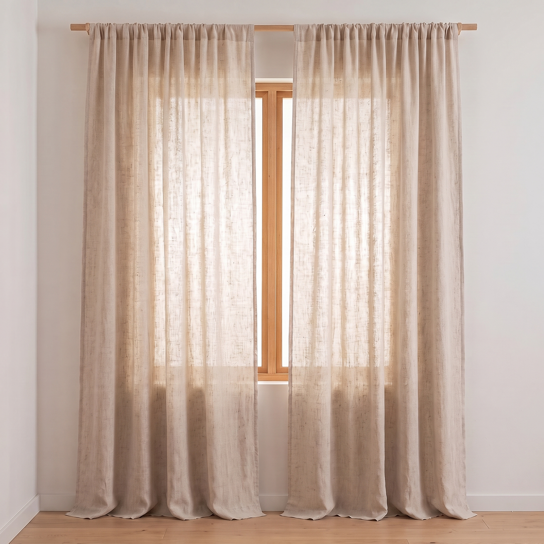 Linen Curtain Panel – Light Filtering, Rod Pocket in Oatmeal