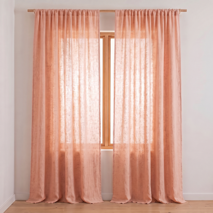 Linen Curtain Panel – Light Filtering, Rod Pocket in Peach