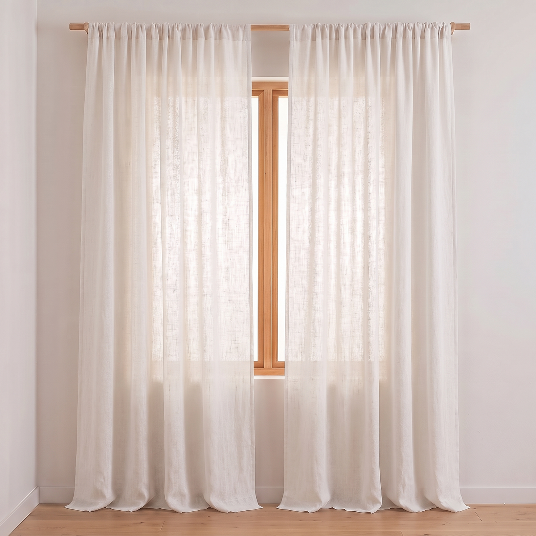 Linen Curtain Panel – Light Filtering, Rod Pocket in White