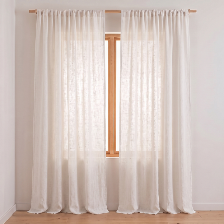 Linen Curtain Panel – Light Filtering, Rod Pocket in White