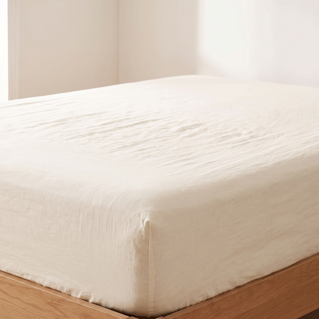 Linen Fitted Sheet – Deep Pocket in Ivory
