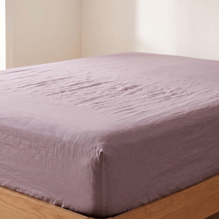 Linen Fitted Sheet – Deep Pocket in Mauve