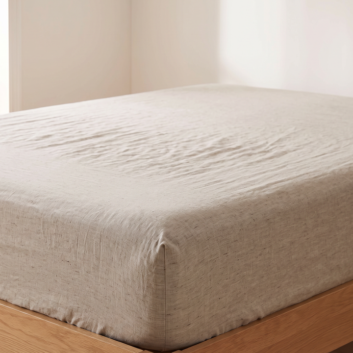 Linen Fitted Sheet – Deep Pocket in Oatmeal