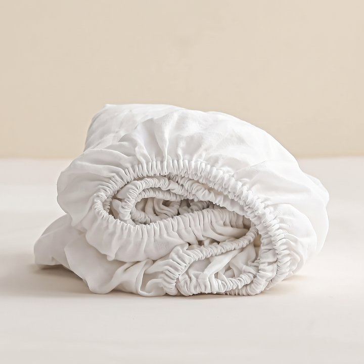 Linen Fitted Sheet – Deep Pocket in White