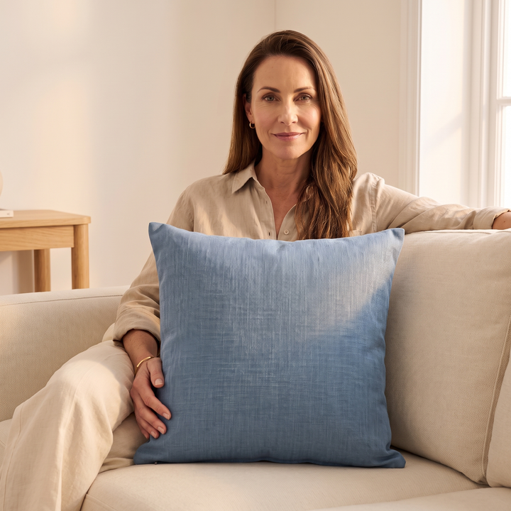 Linen-Look Pillow Cover in Blue
