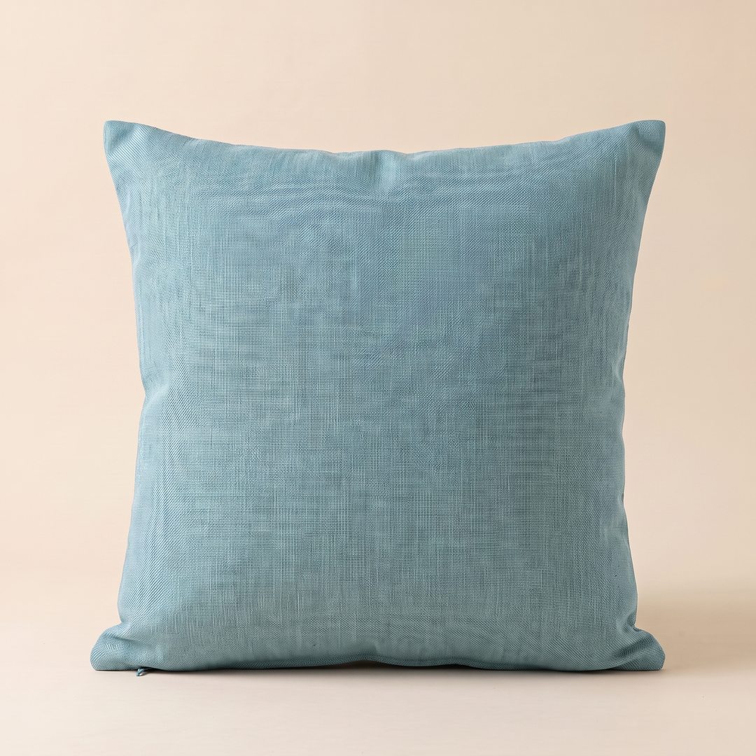 Linen-Look Pillow Cover in Aqua
