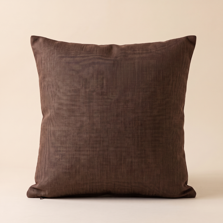 Linen-Look Pillow Cover in Chocolate Brown