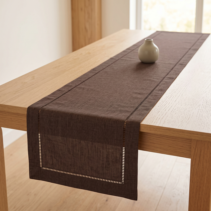 Linen-Look Table Runner – Hemstitch Border