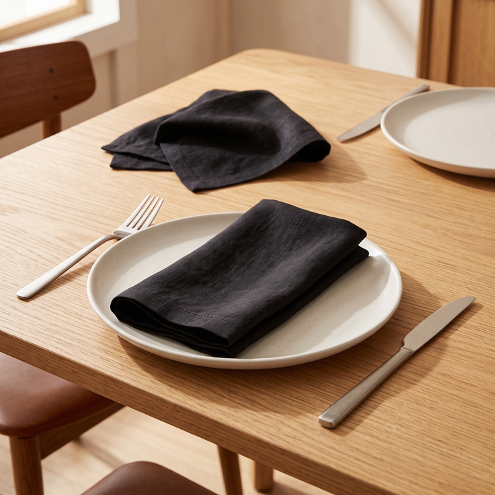 Linen Napkins – Set of 4 in Black