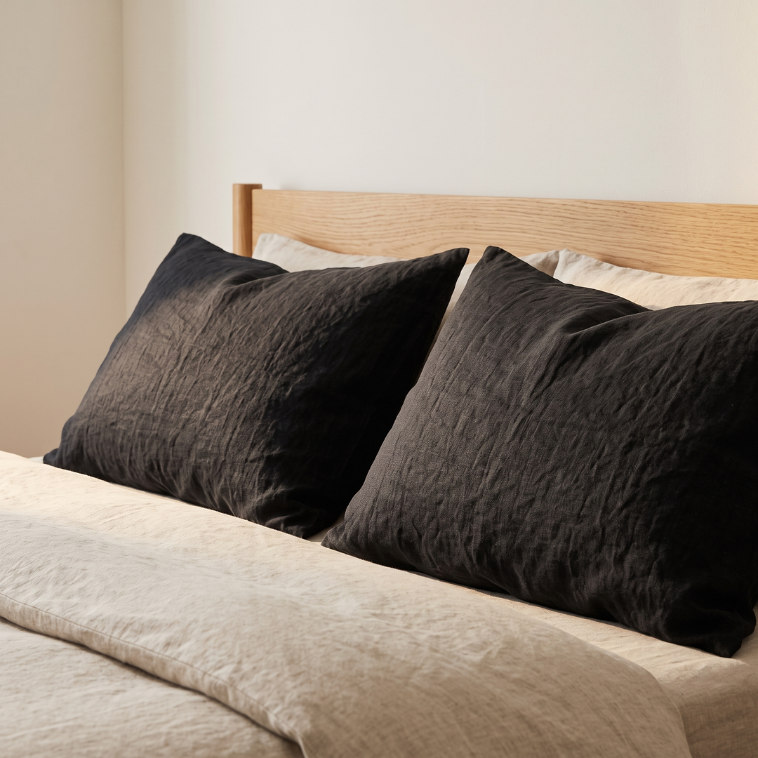 Linen Pillowcases – Set of 2 in Black
