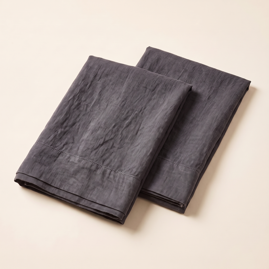 Linen Pillowcases – Set of 2 in Dark Gray
