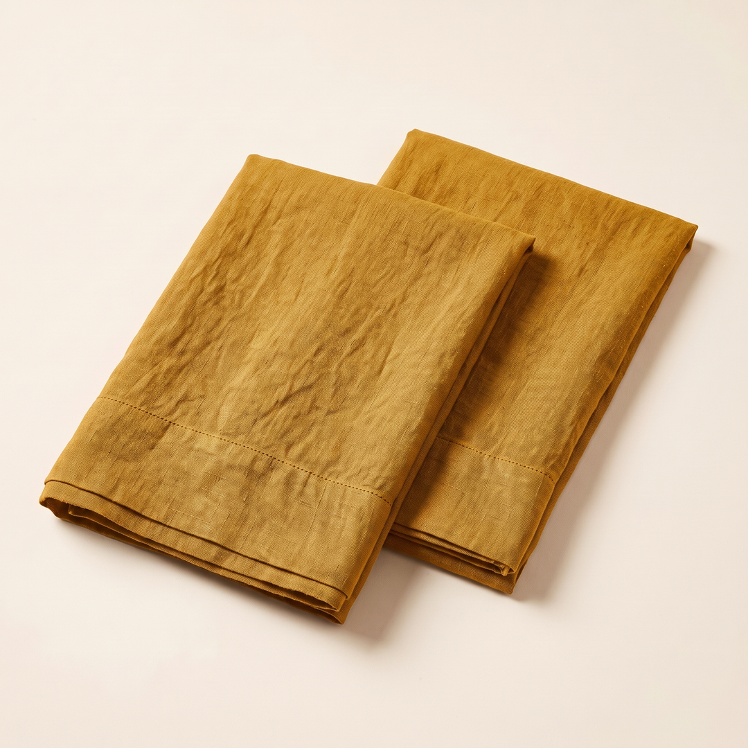 Linen Pillowcases – Set of 2 in Mustard
